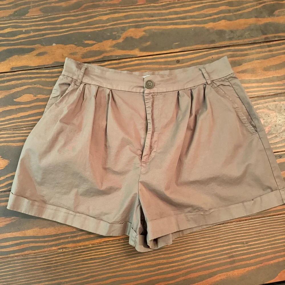 Pistola Felix High Rise‎ Pleated Shorts Size 30 Olive Green Tailored Cuffed